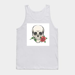 Skull with a Rose in The Teeth Tank Top